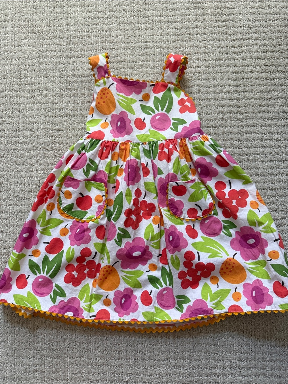 bella bliss White Sundress with Pink, Orange & Green Floral Print